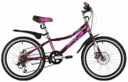 Велосипед 20' хардтейл, рама женская NOVATRACK ALICE диск, пурпурный, 6 ск., 20SH6D.ALICE.PR21