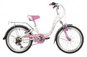 Велосипед 20' хардтейл, рама женская NOVATRACK BUTTERFLY белый-розовый, 6-ск. 20SH6V.BUTTERFLY.PN2