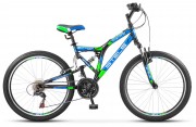 Велосипед 24' двухподвес STELS MUSTANG MD диск, Синий/Черный 2023, 18 ск., 16', V010 LU094556