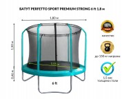 Батут PERFETTO SPORT PREMIUM STRONG 6 (1,8 м) зелёный, с защитной сеткой