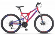 Велосипед 24' двухподвес STELS MUSTANG MD диск Красный неон/Синий 23, 18 ск., 16' V010 (LU094555)