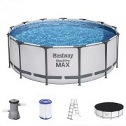 Бассейн каркасный BESTWAY Steel Pro Max 396х122см,12690л,фильтр-насос 3028л/ч,лестница,тент 5618W