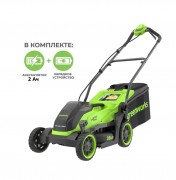 Газонокосилка аккумуляторная Greenworks 40V GD40LM361 б/щ, 36 см (АКБ 2 А/ч и ЗУ 2 А/ч) 2520807UA