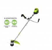 Триммер аккумуляторный Greenworks 60V (АК) GD60BCB бесщеточный (АКБ 5 А/ч и ЗУ 2 А/ч)  арт.2108407UG