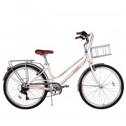 Велосипед 26' городской, рама женская ACID Q 680 Pearl/Pink 2025, 7 ск., 15' + корзина