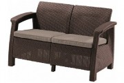 Диван садовый CORFU II LOVE SEAT brown, 2-х местный, полипропилен-имитация ротанг