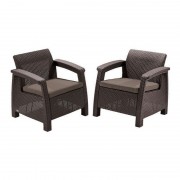 Кресла садовые CORFU II DUO brown, 2 шт. полипропилен-имитация ротанг