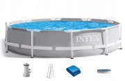 Бассейн каркасный INTEX 457*122см Prism Frame Pool ФИЛЬТР-НАСОС , ЛЕСТНИЦА, ТЕНТ, ПОДСТИЛКА 26726 GN
