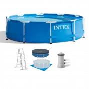 Бассейн каркасный INTEX 457*122см Metall Frame ФИЛЬТР-НАСОС, ЛЕСТНИЦА, ТЕНТ, ПОДСТИЛКА 28242