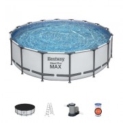 Бассейн каркасный Bestway 5612Z  Steel Pro Max 488*122 см, фил.-насос 5678 л/ч, лестница, тент