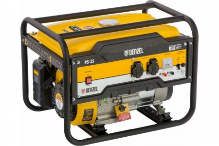 Генератор бензиновый DENZEL PS 25 2,5 кВт, 230 В, 15 л, ручной стартер 946814