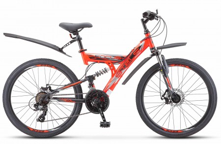 Велосипед 24' двухподвес STELS FOCUS MD диск, Красный/чёрный 2022, 18 ск., 16' V010 LU091325