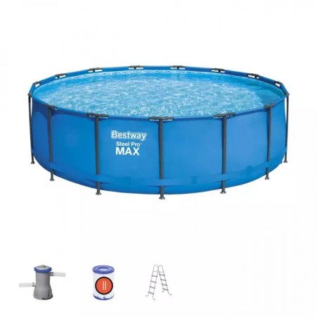 Бассейн каркасный BESTWAY SteelPro Max 457*122см, 16015л, ФИЛЬТР-НАСОС 3028 л/ч, лестница 56830