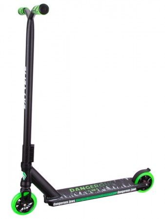 Самокат SLIDER DANGEROUS JAWS зеленый, 110 мм PU, алюминий/сталь, ABEC-7, пл. 50,5*10 см, IT29