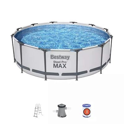 Бассейн каркасный BESTWAY Steel Pro MAX 366х100см, 9150л, фильтр-насос 20006л/ч, лестница 56418