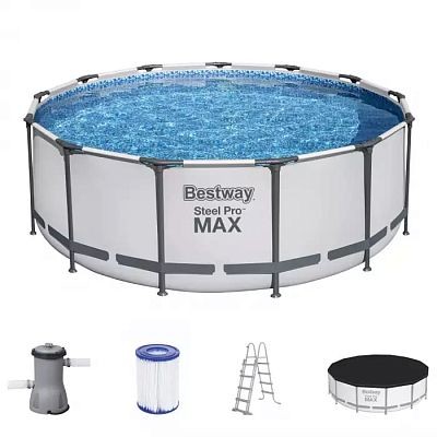 Бассейн каркасный BESTWAY Steel Pro Max 396х122см,12690л,фильтр-насос 3028л/ч,лестница,тент 5618W