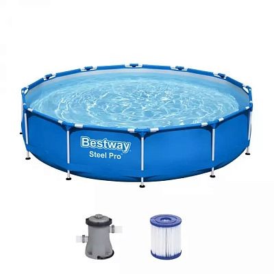 Бассейн каркасный BESTWAY Stell Pro 366х76см, 6473л, фильтр-насос 1249л/ч 56681