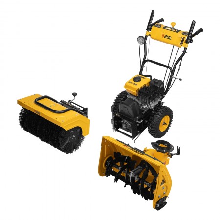 Снегоуборочная машина гибридная DENZEL SWB-600 212 сс, руч. старт, подметание, 2 насадки 97661