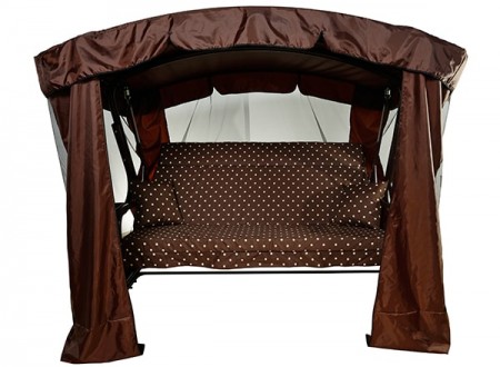 Садовые качели РАНГО ШОКОЛАД с323, 3-х местные (м/э коричневый рис. горох) 2 уп.