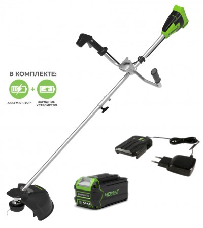 Триммер аккумуляторный Greenworks 40V GD40BCB, б/щ (АКБ 5А/ч и ЗУ) 2105707UG