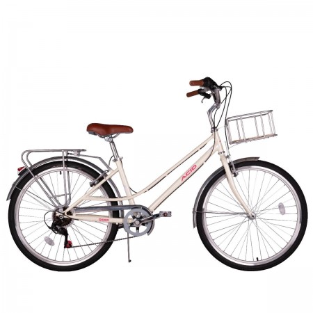 Велосипед 26' городской, рама женская ACID Q 680 Pearl/Pink 2025, 7 ск., 15' + корзина