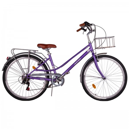 Велосипед 26' городской, рама женская ACID Q 680 Lilac/Silver 2025, 7 ск., 15' + корзина