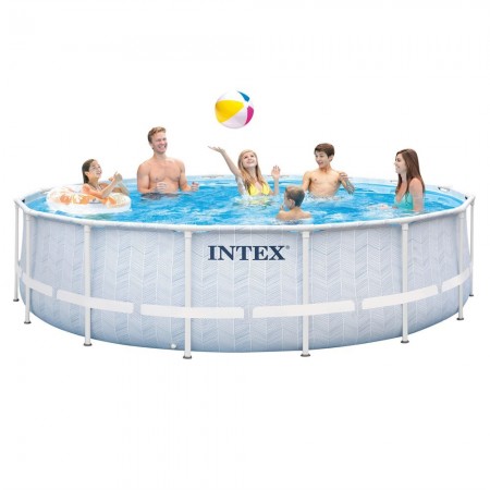 Бассейн каркасный INTEX 488*122см Prism Frame фильтр-насос 5678л/ч, лестн., настил, тент 26746