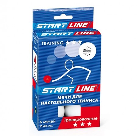 Мячи для настольного тенниса START LINE Training*  6шт., белый 23-023