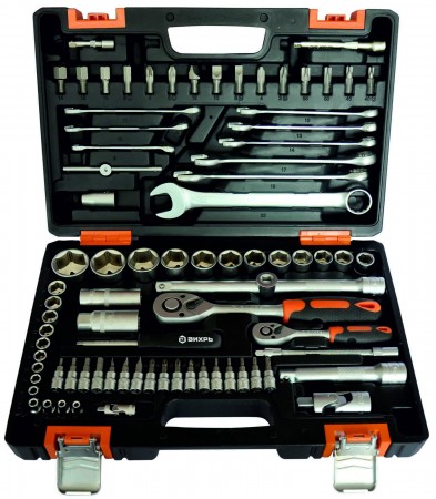 Набор инструмента Вихрь 1/2', 1/4', CrV, 82 предмета, пластиковый кейс