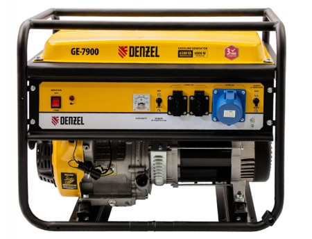 Генератор бензиновый DENZEL GE 7900 6,5 кВт, 220В/50Гц, 25 л, ручной старт 94638