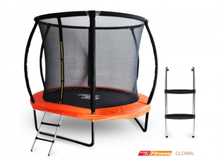 Батут Start Line Fitness 8 футов - 244 см, Glodal с внутренней сеткой и пластик. лестницей 08348A2ML