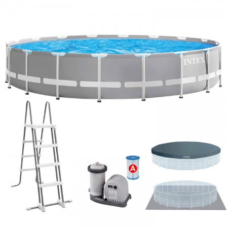 Бассейн каркасный INTEX 549*122см Prism Frame Pool ФИЛЬТР-НАСОС , ЛЕСТНИЦА, ТЕНТ, ПОДСТИЛКА 26732 GN