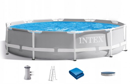 Бассейн каркасный INTEX 457*122см Prism Frame Pool ФИЛЬТР-НАСОС , ЛЕСТНИЦА, ТЕНТ, ПОДСТИЛКА 26726 GN