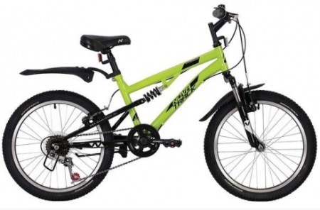 Велосипед 20' двухподвес NOVATRACK TITANIUM салатовый, 6 ск. 20SS6V.TITANIUM.GN20 (2020)