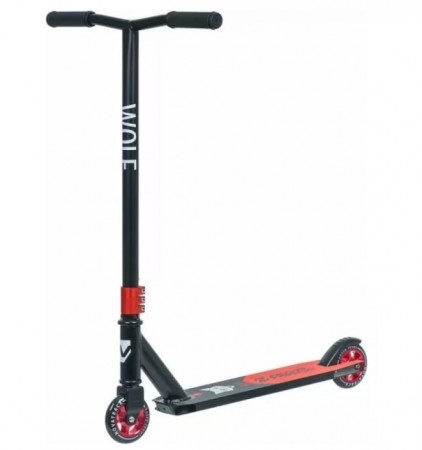 Самокат NOVATRACK WOLF ALLOY EL 100 мм, PU 84A, алюминий, ABEC 7, черно-красный 100A.WOLF.BRD20